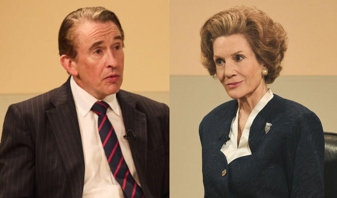 First images of Steve Coogan as Brian Walden | And Harriet Walter as Margaret Thatcher