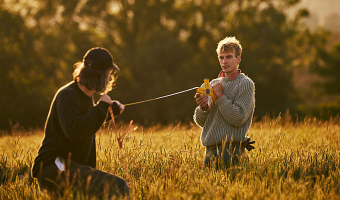 Charlie making a crop circle