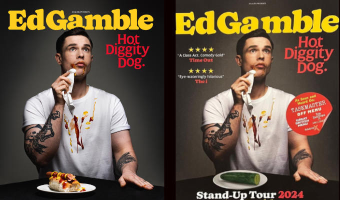 Ed Gamble's hot dog is too much for the London Tube | Sausage is now a cucumber to escape poster ban