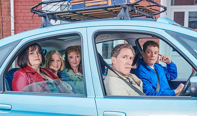 Gavin and the Welsh side of the cast in a car