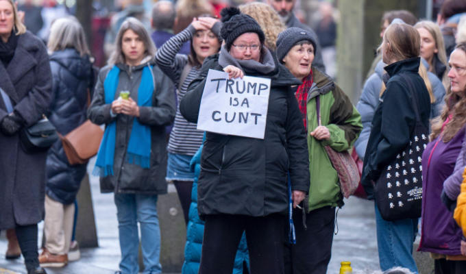 Janey funeral trump sign