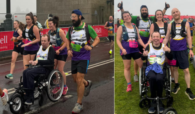 Lost Voice Guy takes half an hour off his Great North Run time | Comic Lee Ridley pushed around half-marathon in 2hr 34min