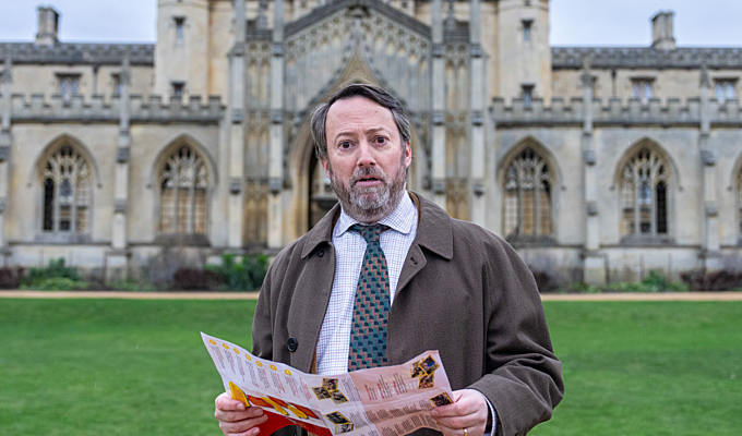 Mitchell as Ludwig in a Cambridge college quad