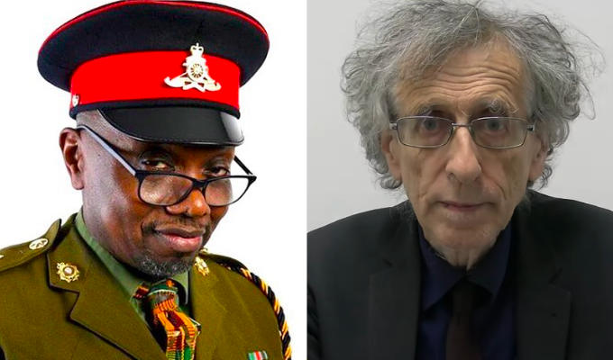 One’s a  joke political character… the other is President Obonjo of the Lafta Republic |  Comedy club books London mayor candidate Piers Corbyn for a debate
